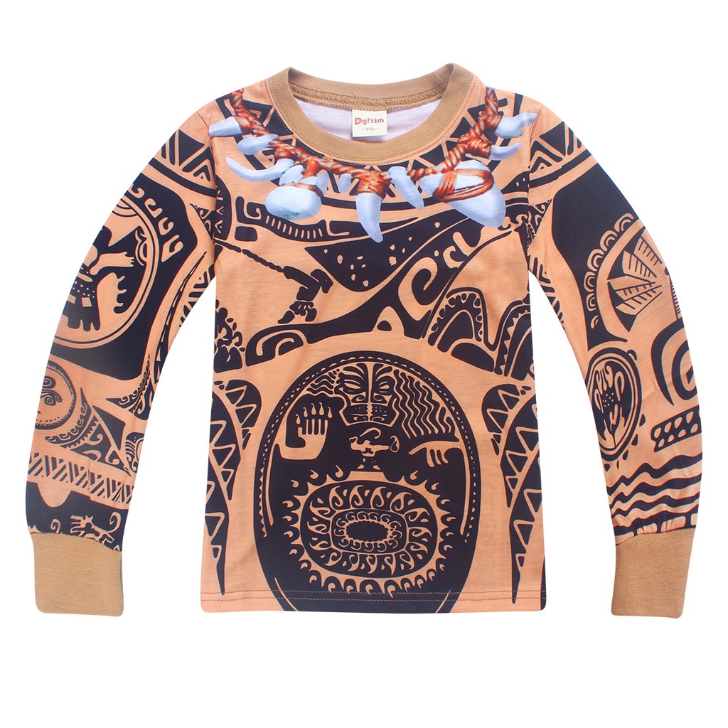 Boys Halloween Moana Maui Tattoo T Shirt Pants Cosplay Costume Kids Cosplay