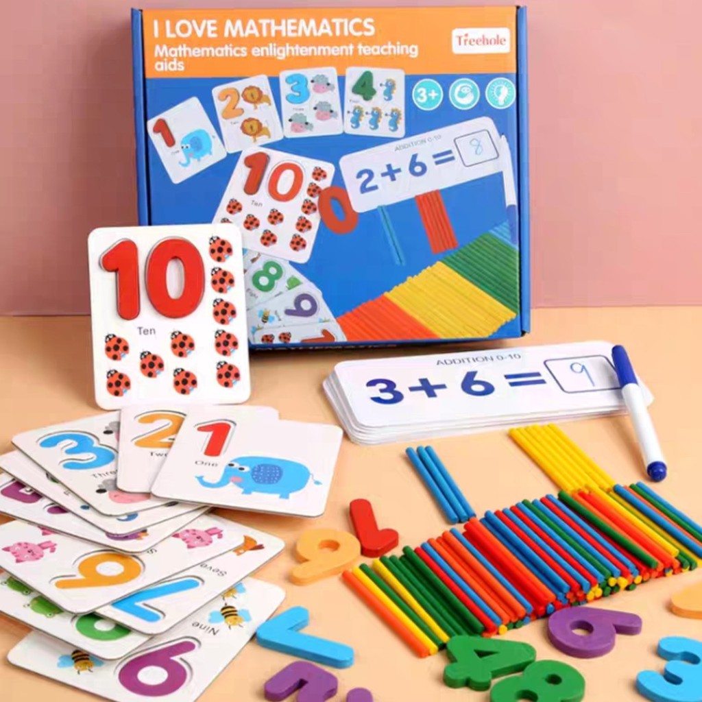 TREEHOLE MATHEMATICS NUMBERS LEARNING FLASH CARDS WITH COUNTING STICKS ...