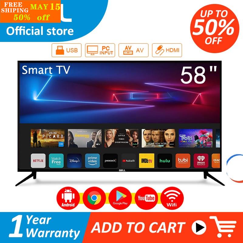GELL 55inch smart tv 58inch Android led tv flat on sale screen Youtube