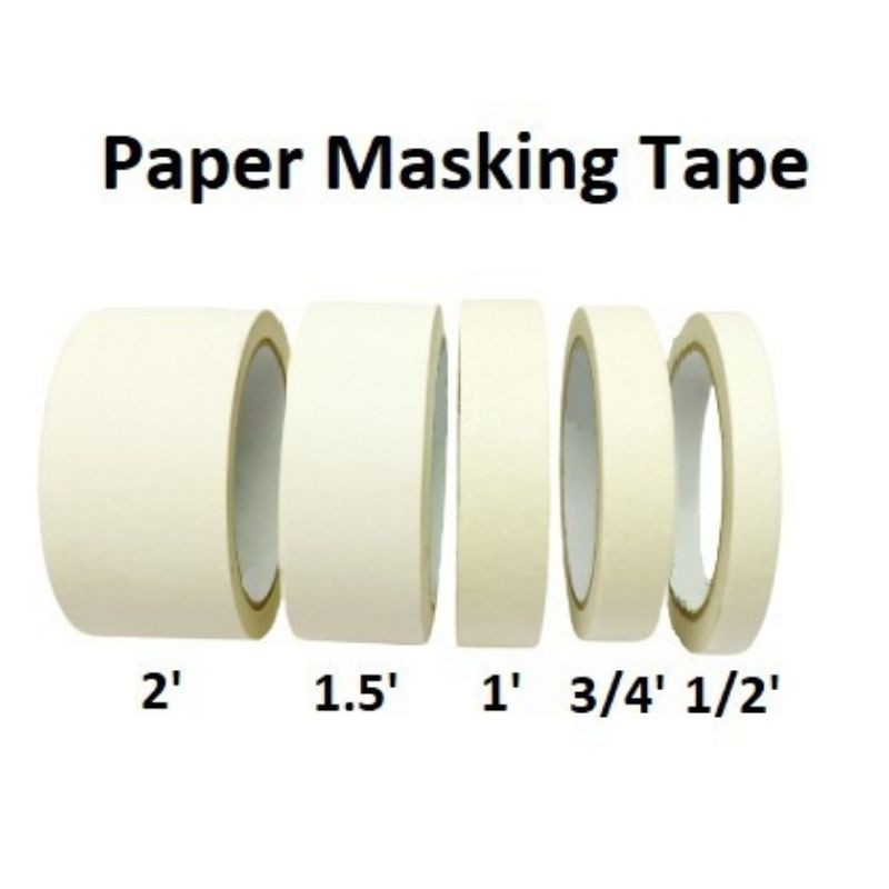 5 sizes masking tape 1/2" 3/4" 1" 1 1/2" 2" school&office supplies