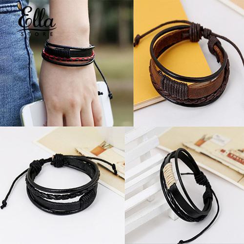Ellastore Unisex Vintage Retro Multilayer Braided Faux Ellastore Unisex Vintage Retro Multilayer Braided Faux