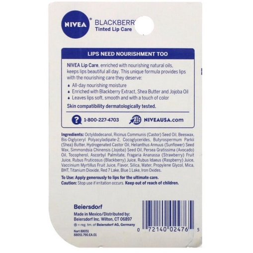 nivea tinted lipbalm in blackberry