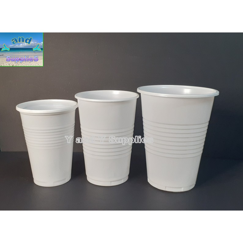 Plastic cups White, 25 Pieces, Lids 25 Piecess sold separately
