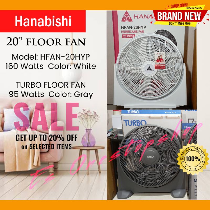 Hanabishi 20" Hurricane Turbo 20" Floor fan / Box fan Brandnew Shopee