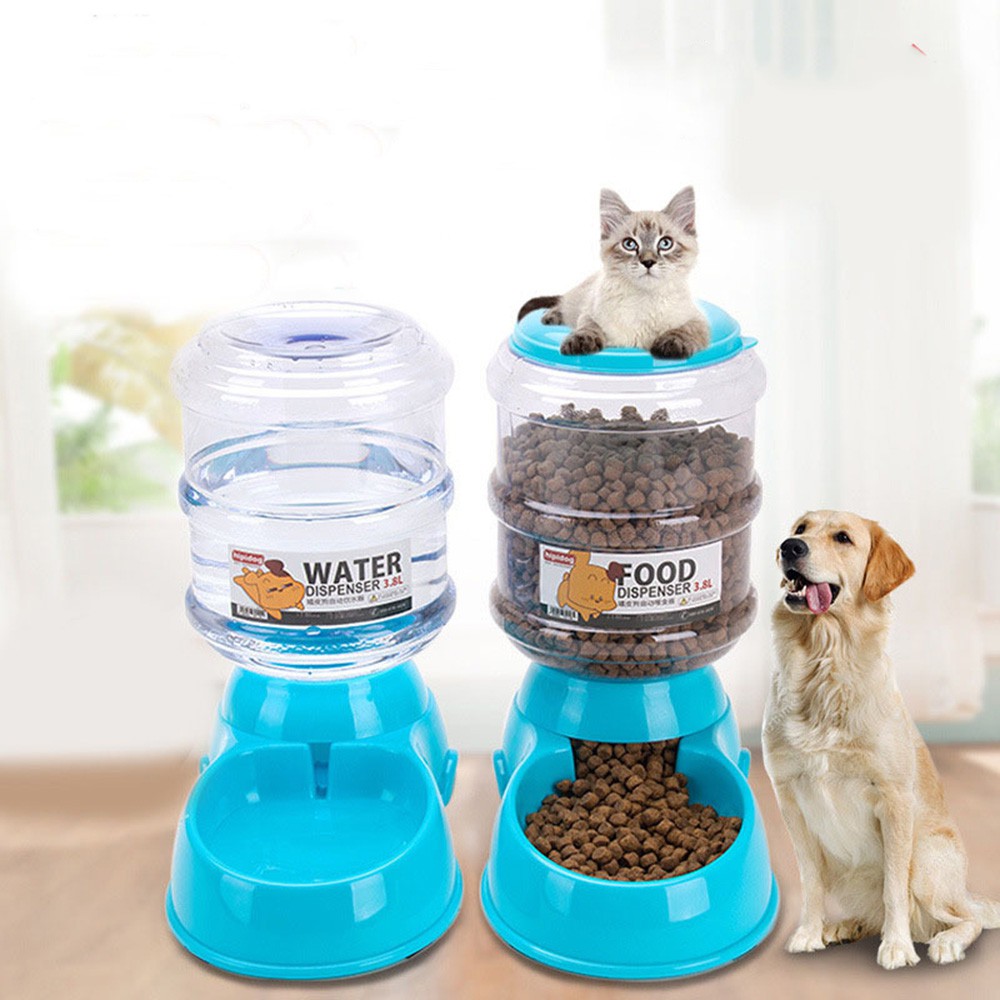 BIGA Automatic Pet Feeder and Water Dispenser Set with 1 Gal Large Capacity for Cats and Dogs 