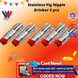 [SET] 5pcs Animal Drinkers for animals pets - Viddavet Stainless pig rabbit drinker 5-pcs livestock