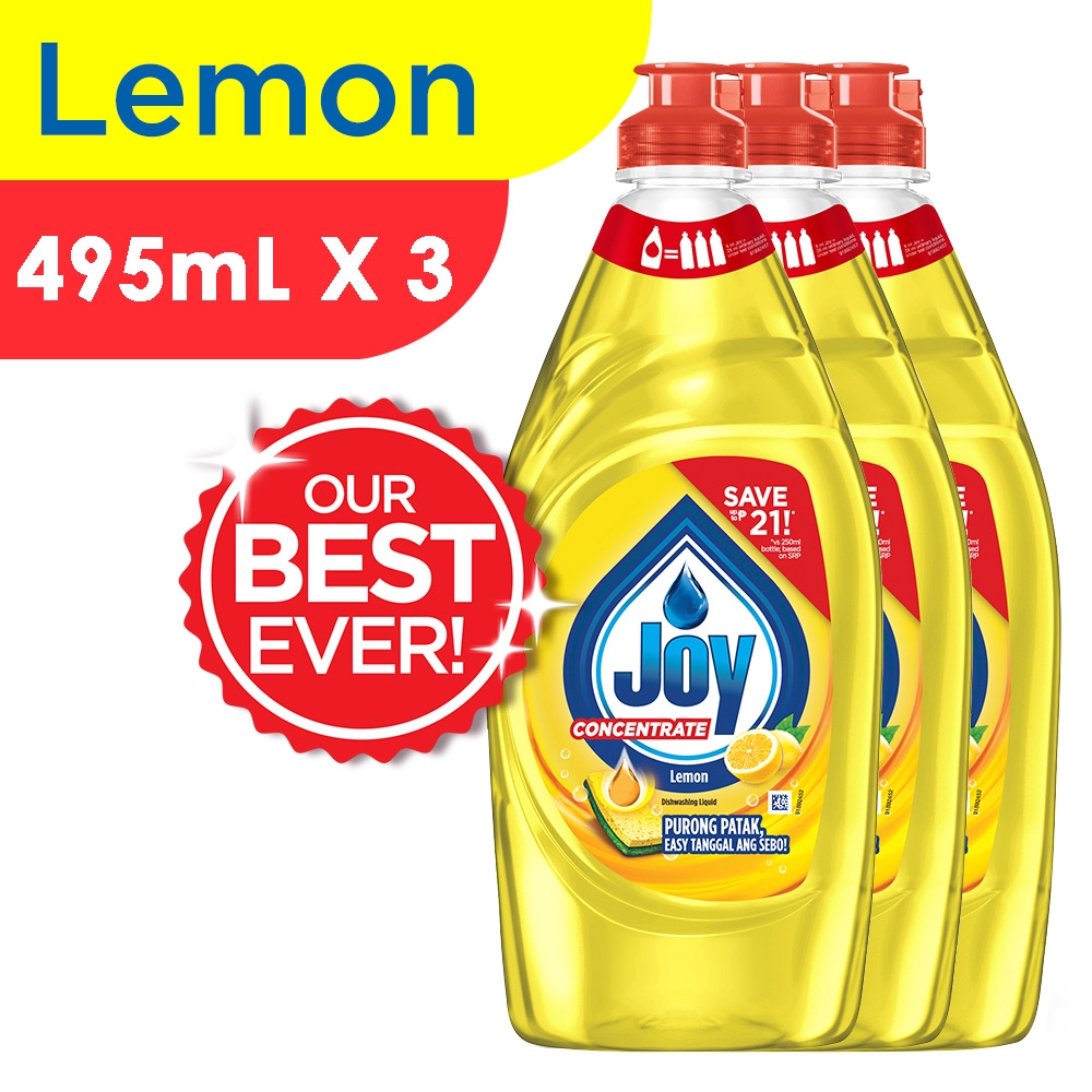 Joy Lemon Dishwashing Liquid Bottle 495ml Set Of 3 Shopee Philippines