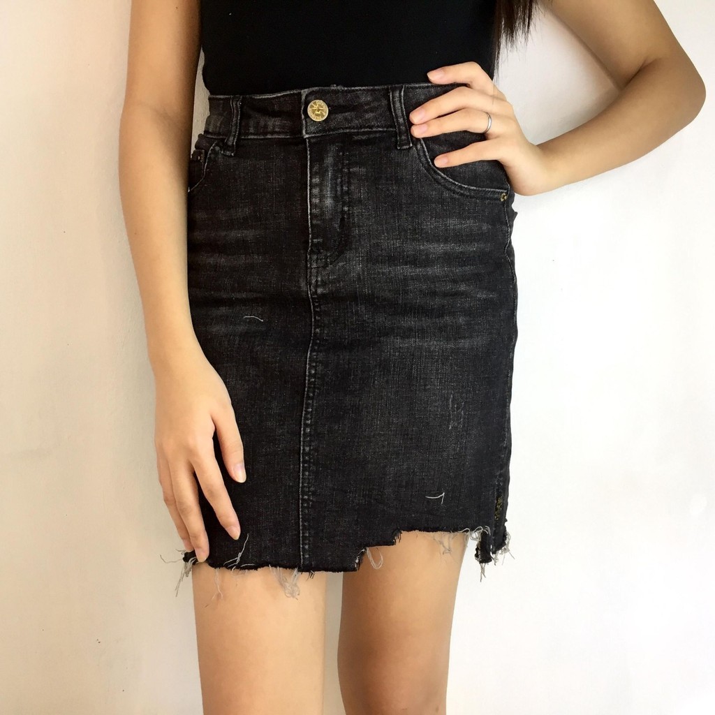 black ripped skirt