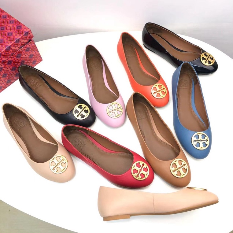 Tory Burch 8-Color Fashion Simple Classic Double T Logo Soft and  Comfortable Sheep Leather Flats Casual Shoes | Shopee Philippines