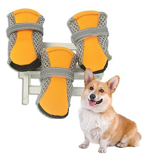 【Ready Stock】✠❁∋4pcs Breathable Mesh Pet Shoes Magic Stick Lightweight Dog Shoes BD0199