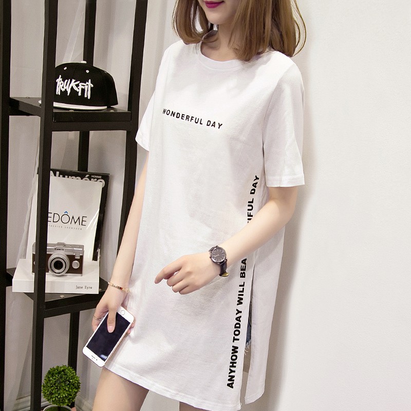 long white t shirt dress