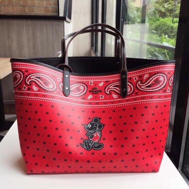 Coach “Mickey Mouse” tote bag RED | Shopee Philippines