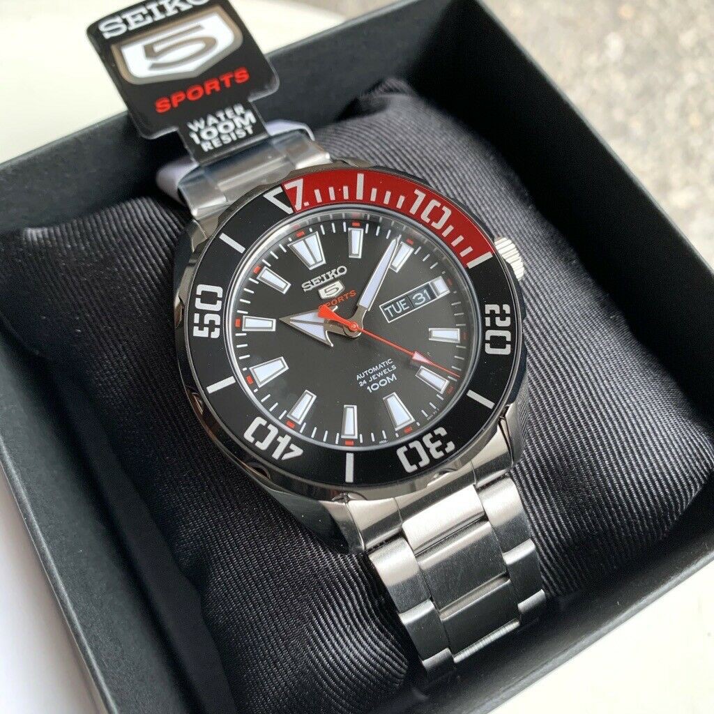 BNEW AUTHENTIC Seiko 5 Automatic SRPC57K1 Black Red Bezel Silver Steel Day  & Date Watch For Men | Shopee Philippines
