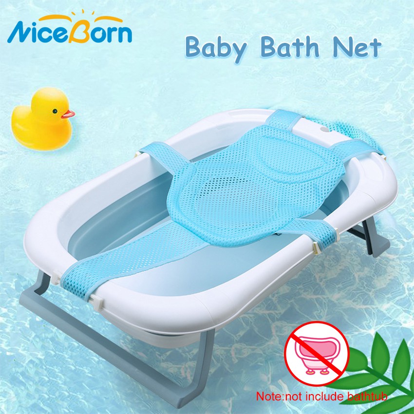 Pink Baby Bath Seat Infant Bathing Seat Support Mat Adjustable Comfortable Non-Slip Baby Shower Net Bathtub Sit Up Mesh for Newborn 