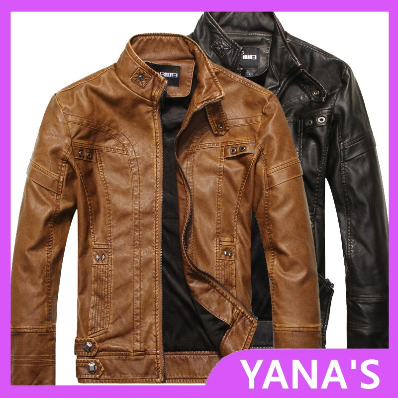 2020 Leather Jacket Men S Leather Clothing European And American Fashion Slim Fit Men S Motorcycle Pu Leather Coat Plush Leather Jacket Fashion Shopee Philippines