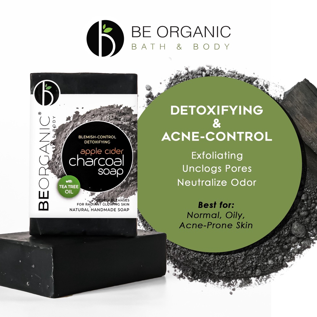 Be Organic Apple Cider Charcoal Soap 110g For Oil Control AntiAcne