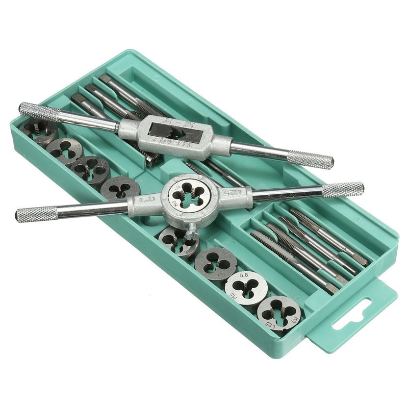 CASTA 20 PCS HSS Tap and Die Set Metric Wrench Cut M3-M12 Tap