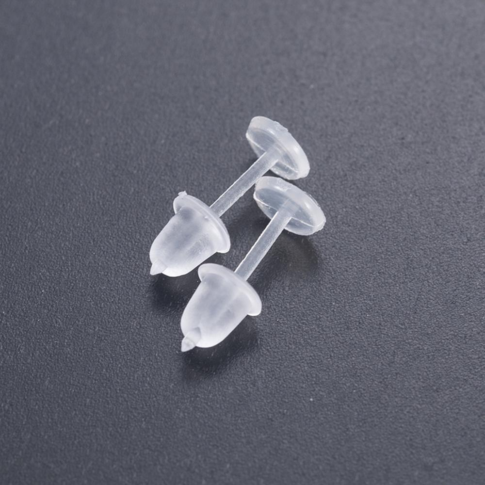 50 Pair General Purpose Clear Plastic Anti-Allergy Ear Stud Replacement Plug #5