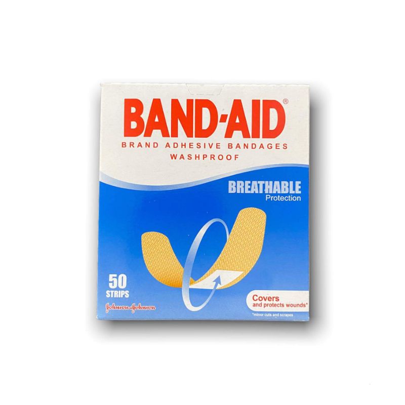 BandAid 50 Strips Adhesive Bandages Band Aid Washproof BandAid