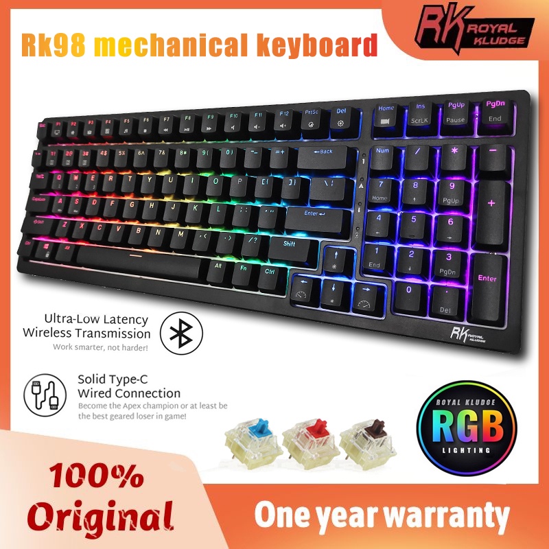 Royal Kludge RK98 Hotswappable Wireless Mechanical Keyboard with