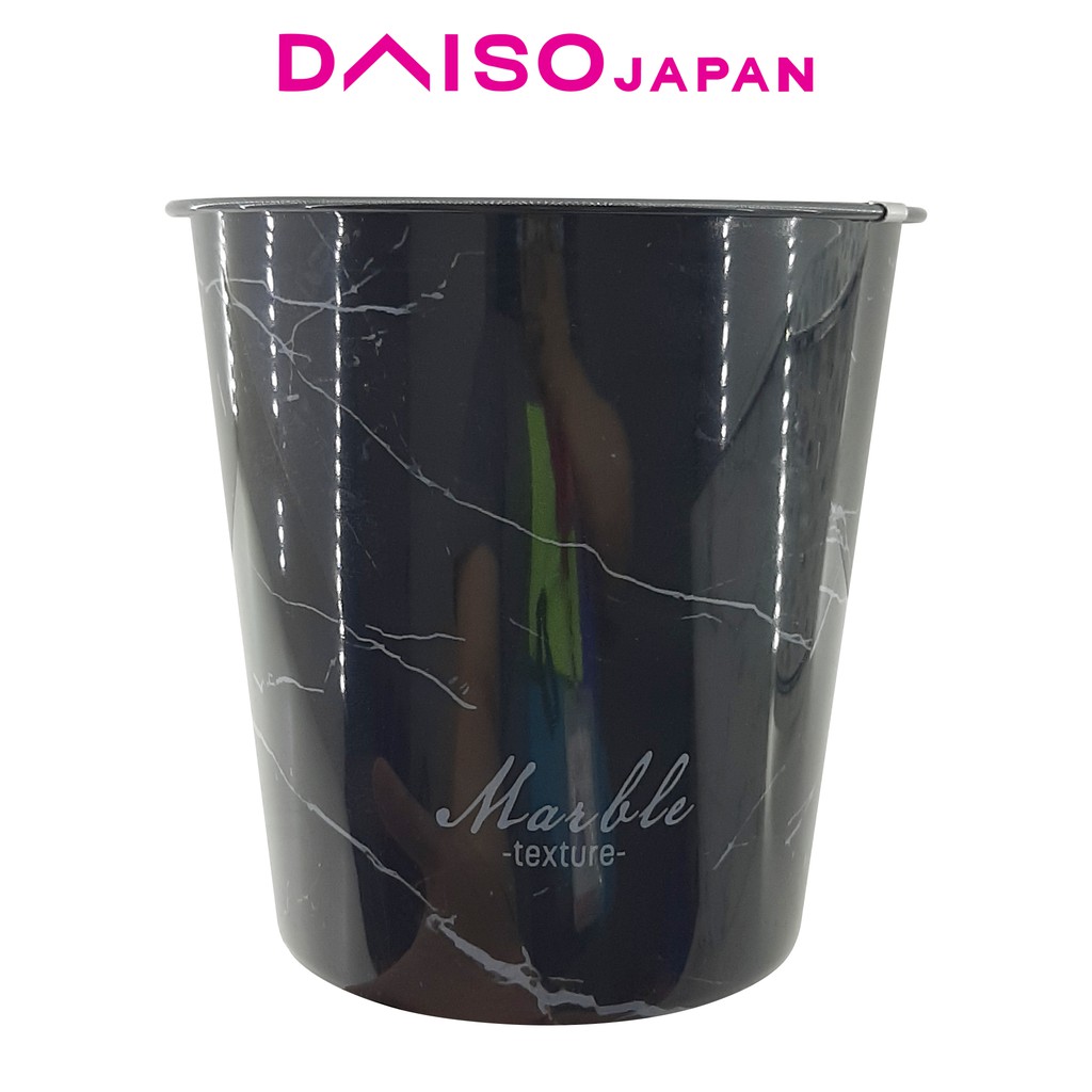 Daiso Black Marble Print Plastic Trash Can 22 cm Shopee Philippines
