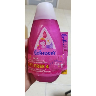 JHONSONS SHINY DROPS SHAMPOO 200ML w/ 4 free sachet | Shopee Philippines