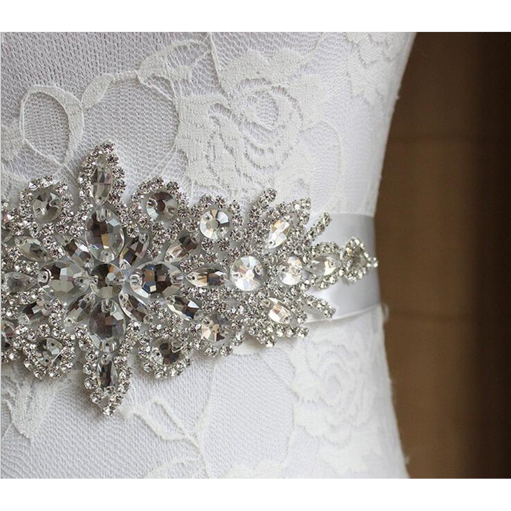Belt Women Crystal Rhinestone Sash Bridal Dress Applique Shopee