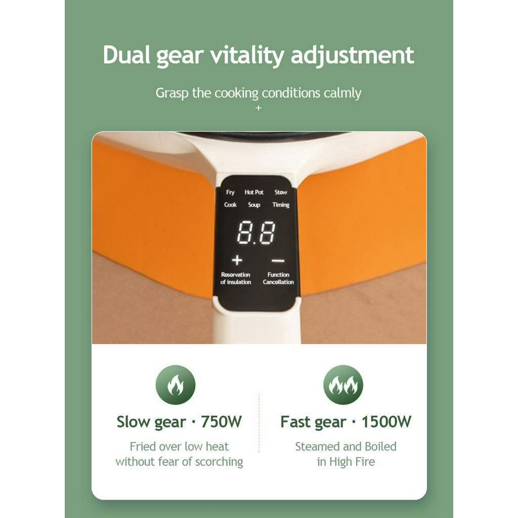 ICON Electric Frying Pan 2Layer Cooker Multifunctional Rice Cooker Non Stick Mini Pot With Steamer - Image 7