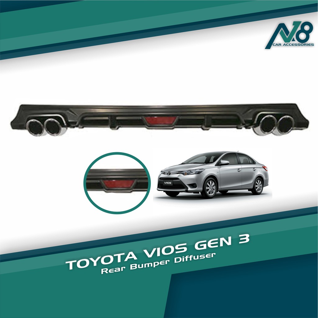 Toyota Vios Gen 3 Rear Diffuser Body Kit (Black) Shopee Philippines