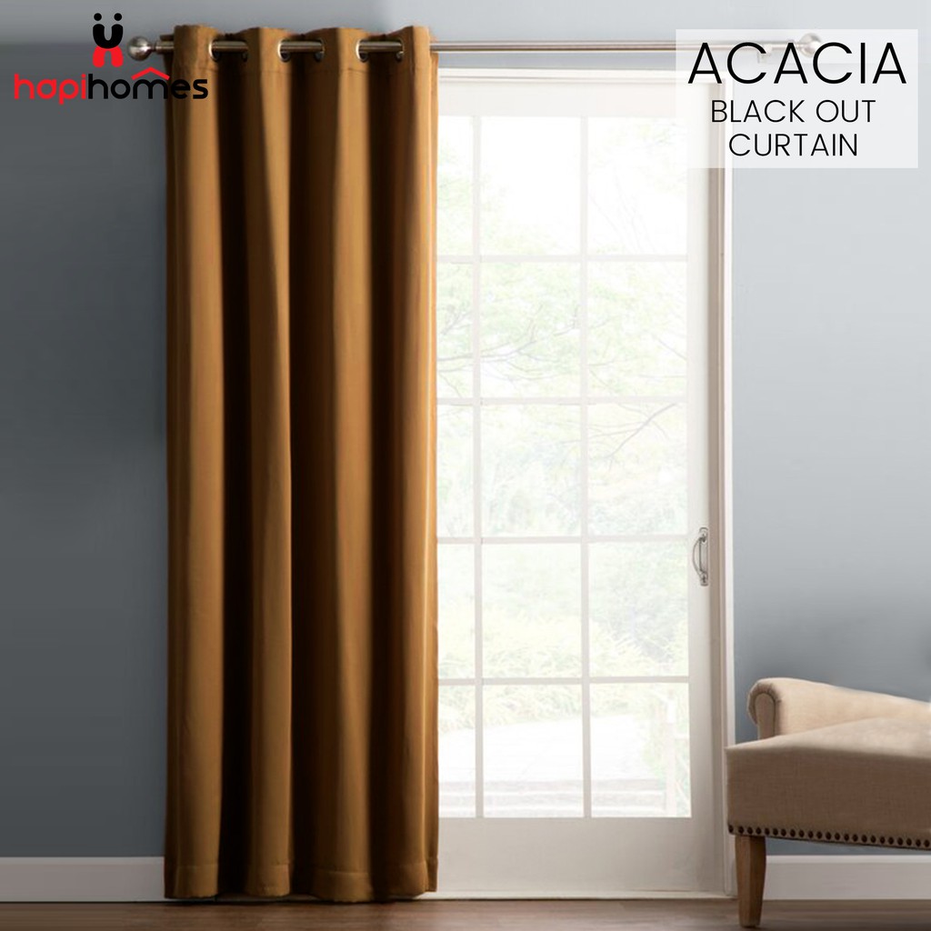 Hapihomes Acasia Blackout Curtain 53 X 8661 Inches Brown Darkening Room Thick Silk Grommet 1pc Shopee Philippines