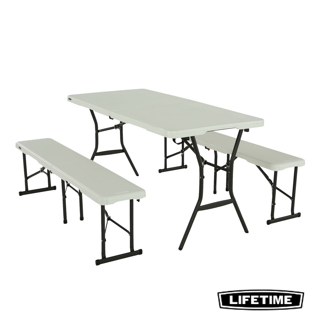 Lifetime 5-Feet Fold-In-Half Table with Bench Combo | Shopee Philippines