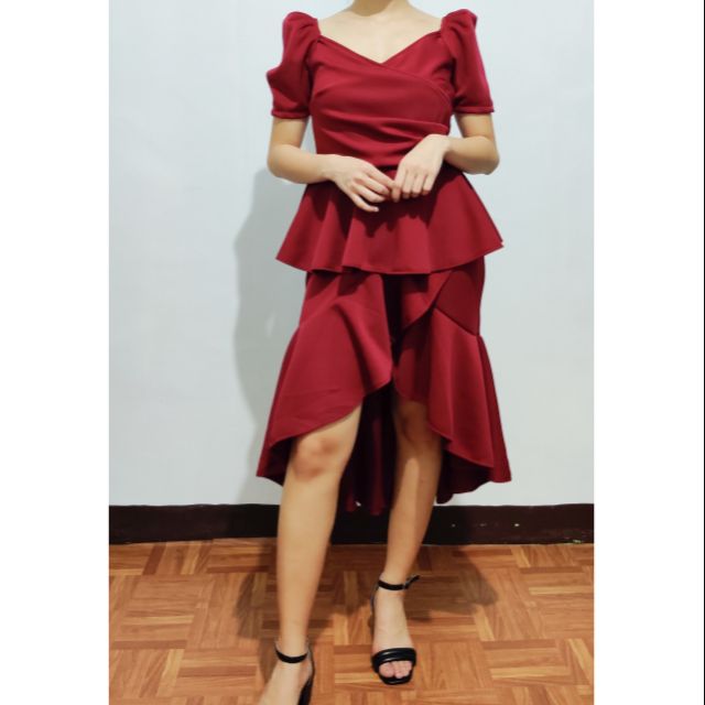 maroon filipiniana dress