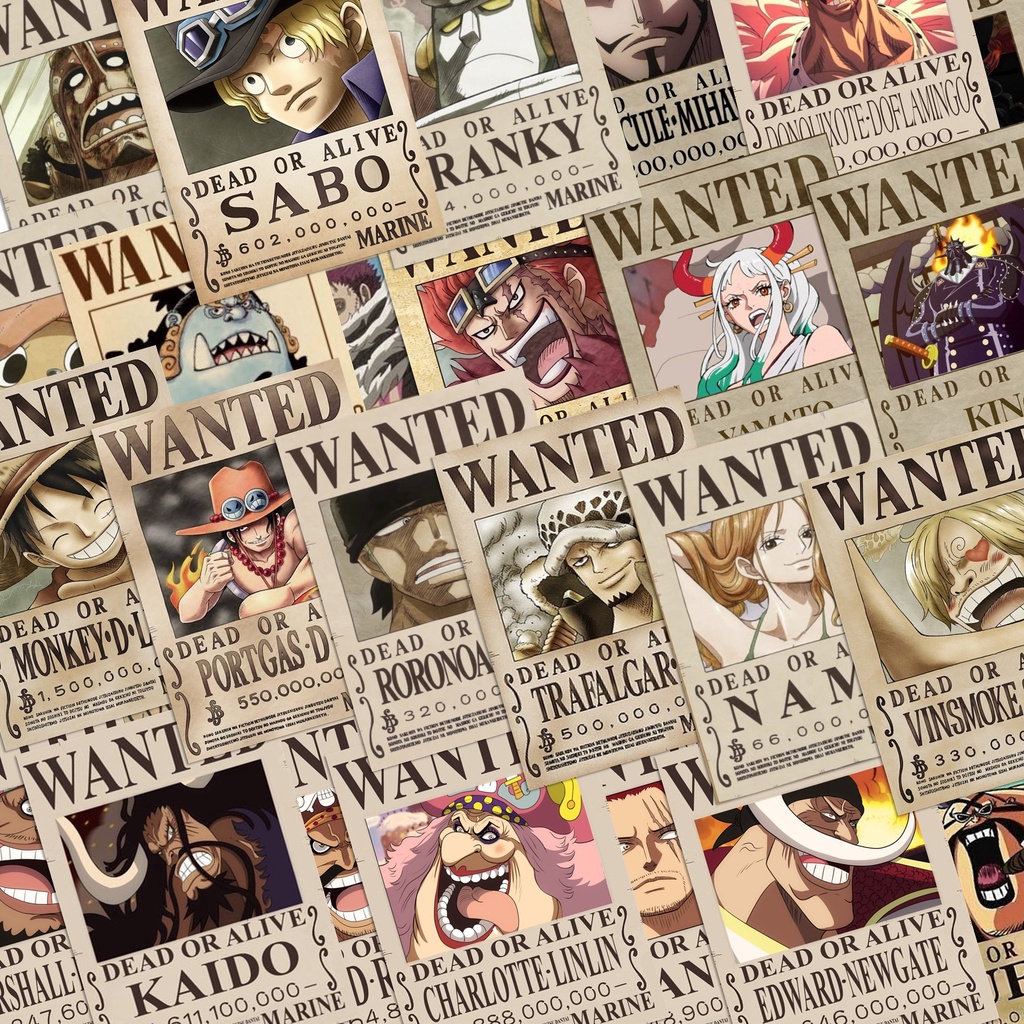 One Piece Bounty Waterproof Stickers Wanted Poster Anime Manga Series ...