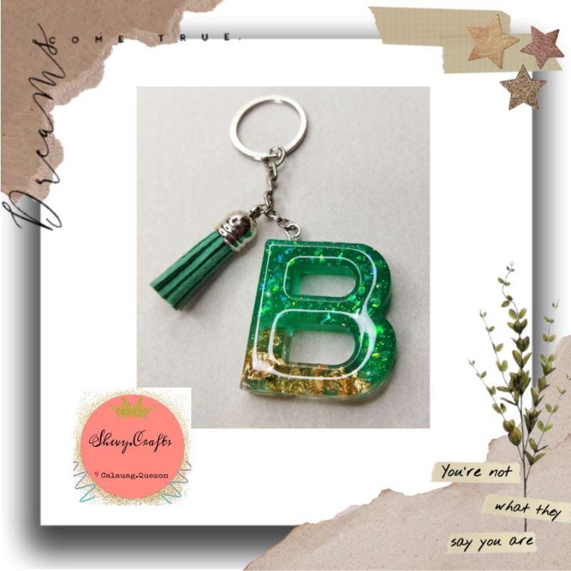 Resin Letter Keychains (with Real Dried Flowers And Fillers) | Shopee ...