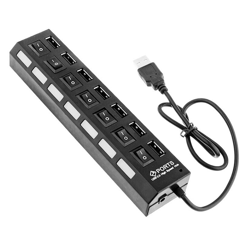 7 Ports High Speed USB Hub 480Mbps USB 2.0 Hub On/Off Switch | Shopee ...