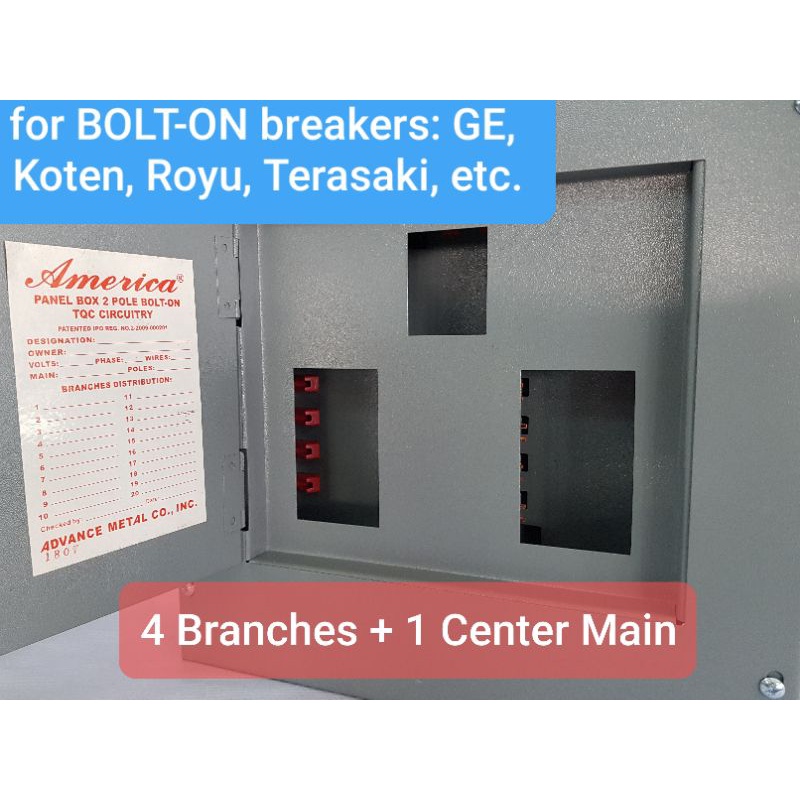 bolt-on-panel-board-4-branches-2-pole-1-phase-america-center-breaker