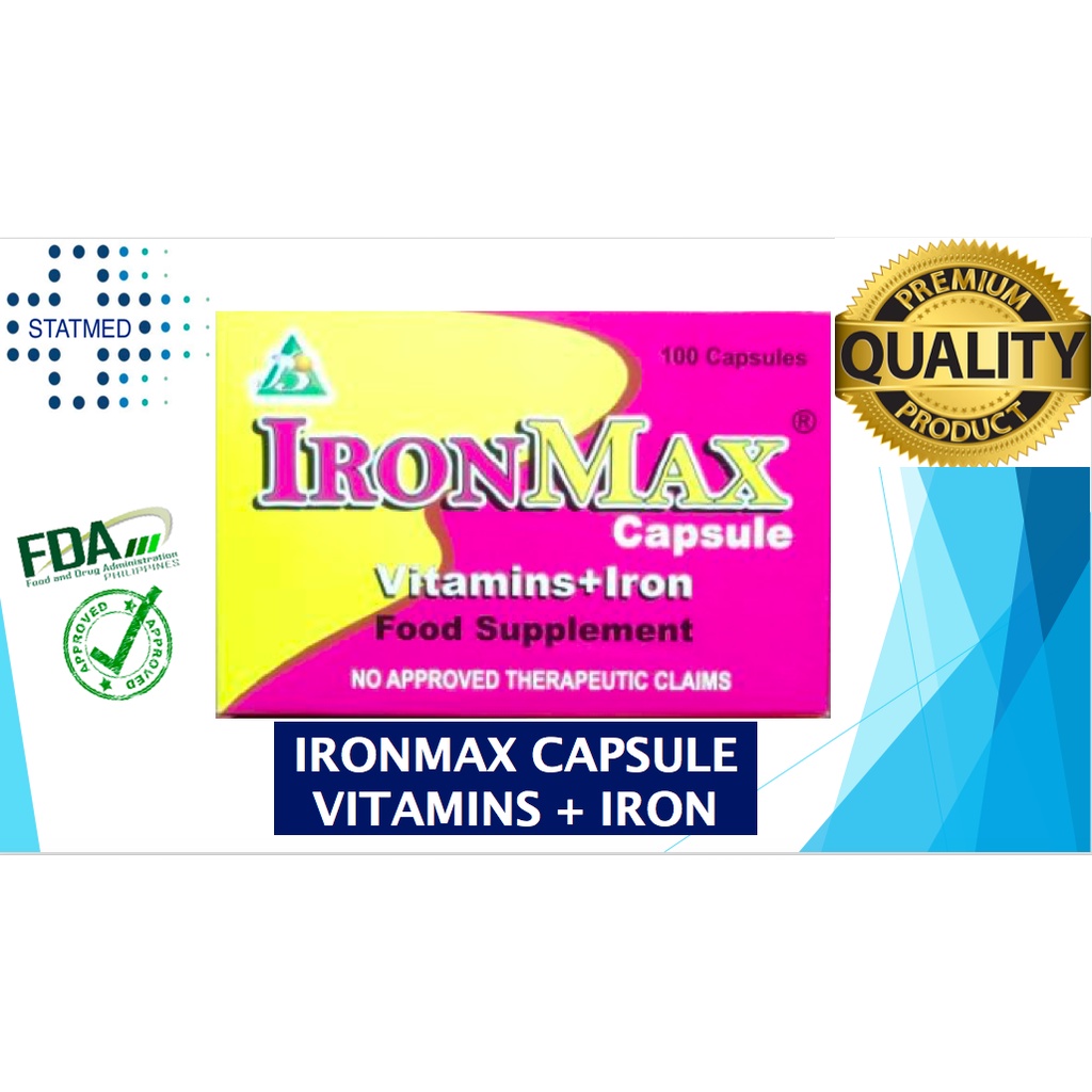 Ironmax Multivitamins + Iron Capsule 1 box [100 capsules] Shopee