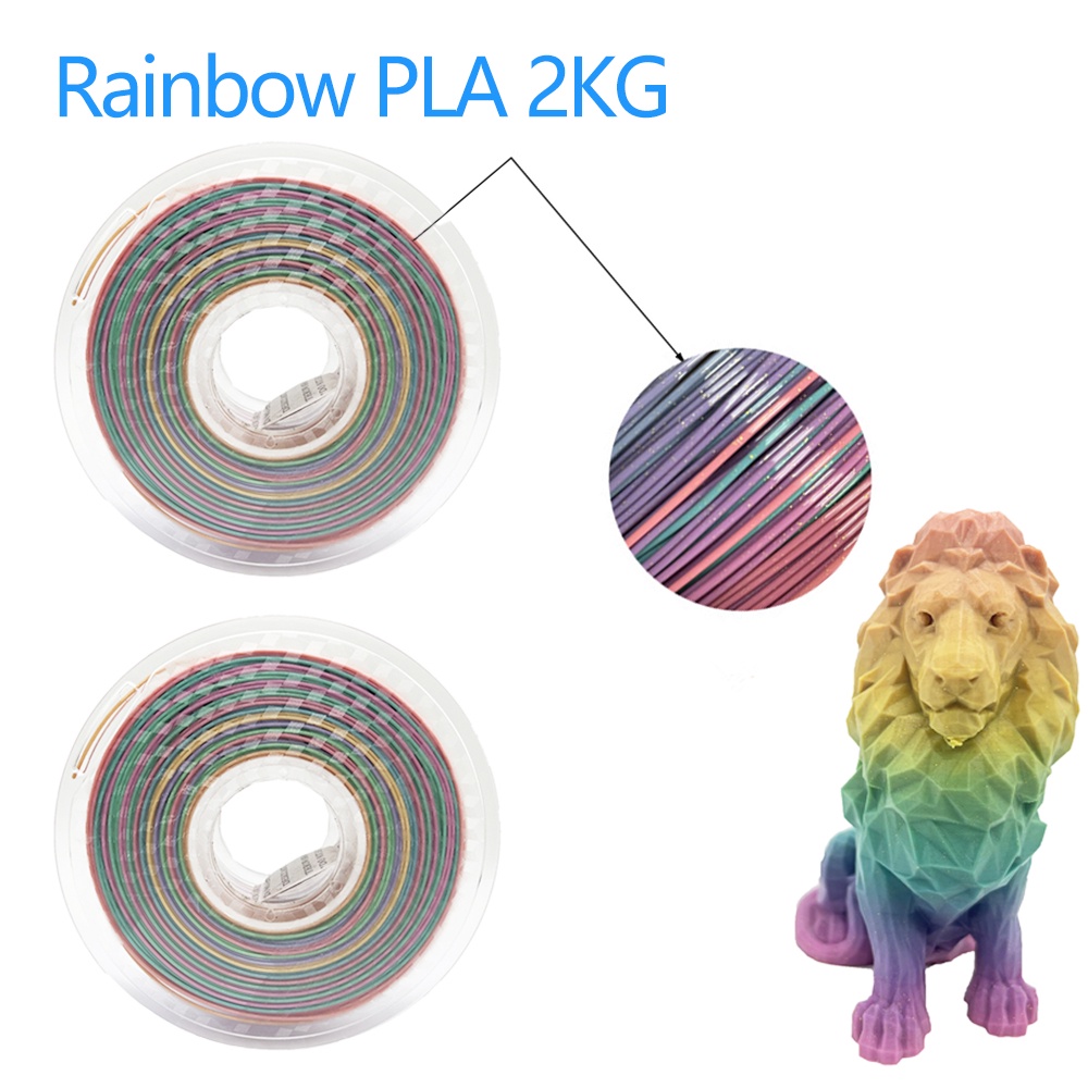 Hdt2022 2 Rolls Rainbow PLA 3D Printing Filament 1.75mm 1 Roll For Children Creative Model Materia