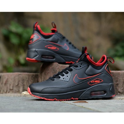 Nike Air Max 90 Ultra Mid Winter Mens University Black/Red HKI02 | Shopee  Philippines