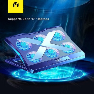 Laptop Cooling Pad Led Screen 6 Fans Two USB Port Cooler Pad RGB Light Notebook Stand for 11-17Inch