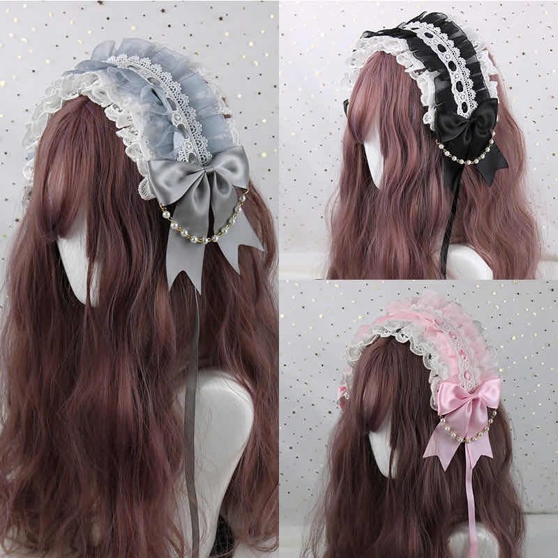 Soft Sister Lolita Bow Headband Lace Maid Headband Shopee Philippines