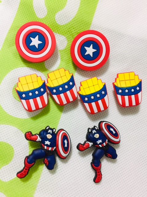 Captain america Croc Shoe Charms Pins 