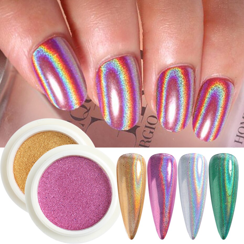 HAMA NAIL 1PC Shiny Glitter Nail Art Mirror Powder Holographic Sequins ...