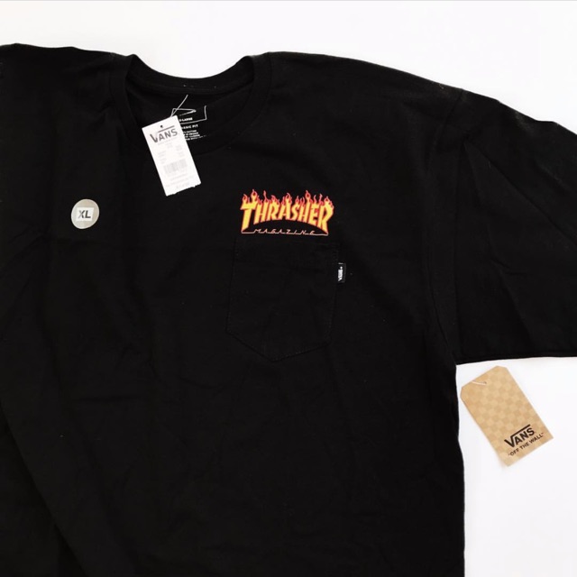 vans x thrasher black pocket t shirt