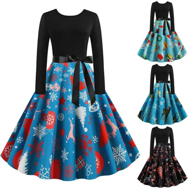 long sleeve 50s swing dress