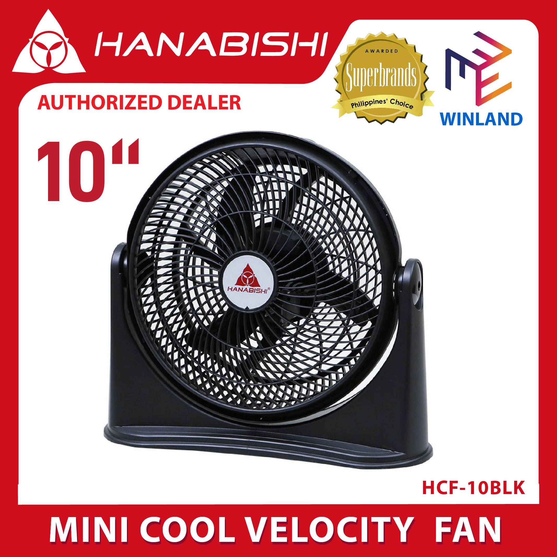 Hanabishi Original Mini Desk Fan Velocity Cool Electric Fan 10" HCF