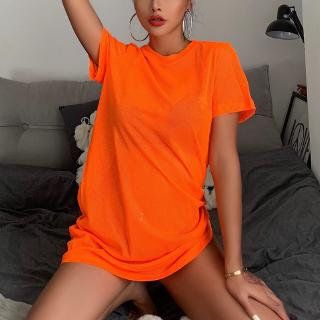 neon mesh t shirt dress