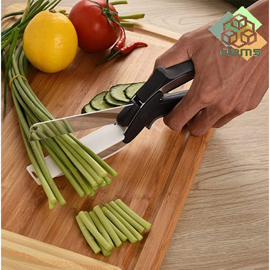 2 IN 1 FOOD CLEVER CUTTER KITCHEN SCISSORS SMART CUTTER WITH CHOPPING