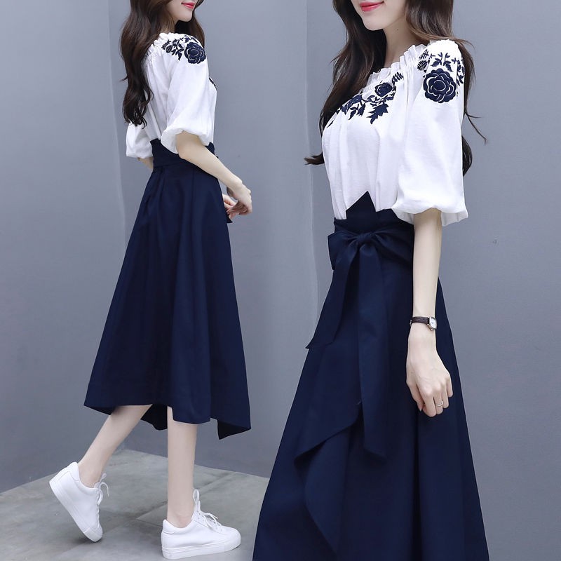 One Piece Suit Goddess Fan Two Piece Dress Female Spring And Summer New Temperament Korean Suit Female Skirt Shopee Philippines