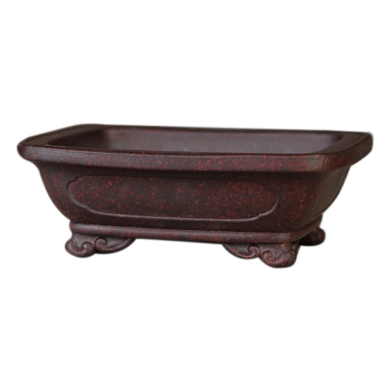 1 Pcs Rectangular Chinese Yixing Zisha Shohin Cloud Feet Bonsai Pot 13X11X4.5cm